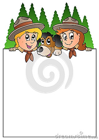 Blank frame with lurking scouts Vector Illustration