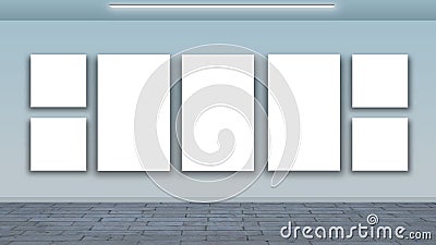 Blank frames on wall - interior gallery Stock Photo