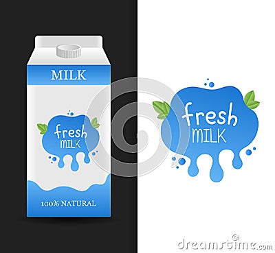 Blank fresh milk carton branding box. Milk cardboard package. Drink box. Modern vector illustration Vector Illustration