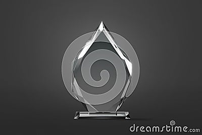 Blank glass arrow shape award mock up, dark background Stock Photo