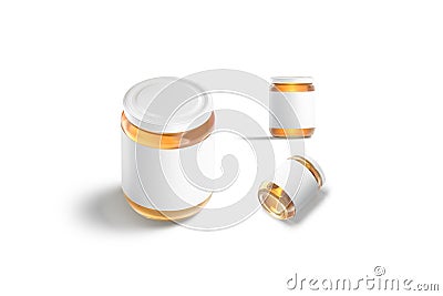 Blank glass jar with honey white label mockup, different views Stock Photo