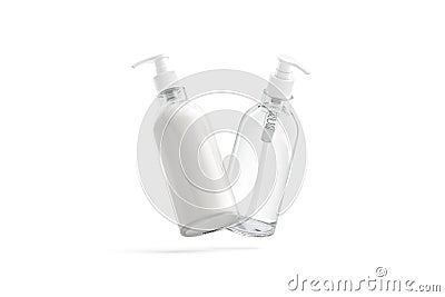 Blank glass bottle with cream and water mockup, no gravity Stock Photo