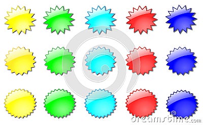 Blank glossy star icons Vector Illustration