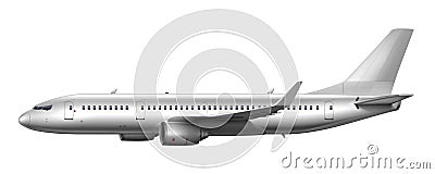 Blank Glossy White Airplane Or Airliner Side View Vector Illustration