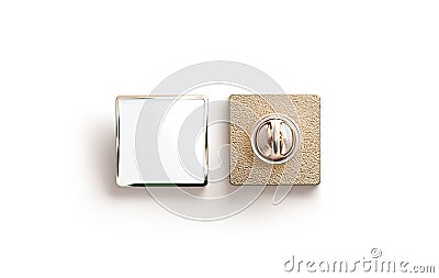 Blank gold enamel pin mock up, front and back side view Stock Photo