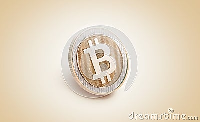 Blank gold shiny bitcoin mockup, Stock Photo