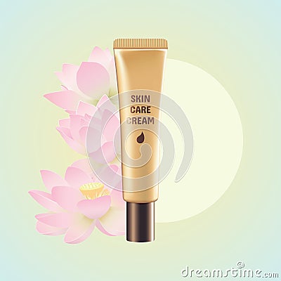 Blank gold tube expensive cosmetic skin care cream Vector Illustration