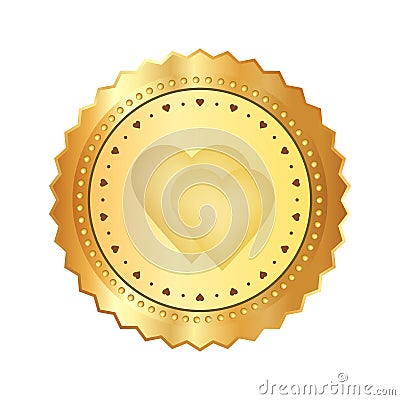 Blank golden label template isolated on white background. Decorative border icon for frame. Golden stamp. Best Choice, Price Vector Illustration