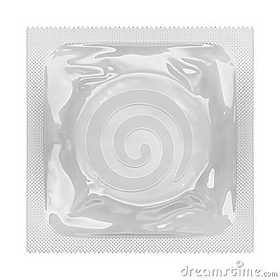 Blank gray plastic condom sachet isolated on white background Cartoon Illustration