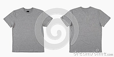 blank gray t-shirt set isolated mock up tshirt for print. Stock Photo