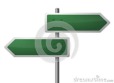 Blank green directional signs Cartoon Illustration