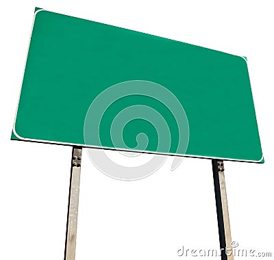 Blank green road sign Stock Photo