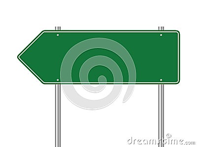 Blank green traffic road sign on a white background Vector Illustration