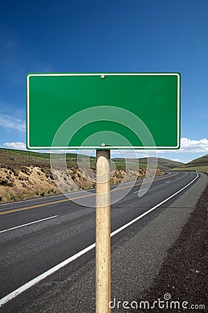 Blank green traffic sign Stock Photo