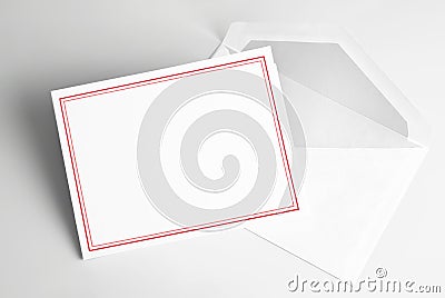 Blank greeting or thank you card with red frame and envelope Stock Photo