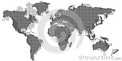 Blank grey similar World Map and dotted pattern isolated. Vector Illustration