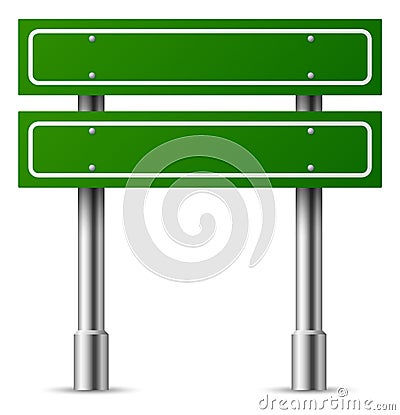 Blank highway sign. Blank frame for road direction Vector Illustration