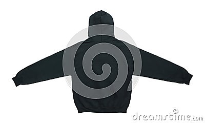 blank hoodie sweatshirt color black back view Stock Photo