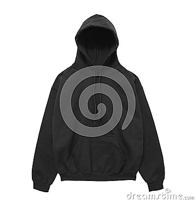 Blank hoodie sweatshirt color black front view Stock Photo