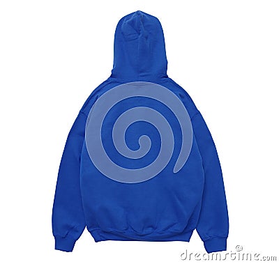 Blank hoodie sweatshirt color blue back view Stock Photo