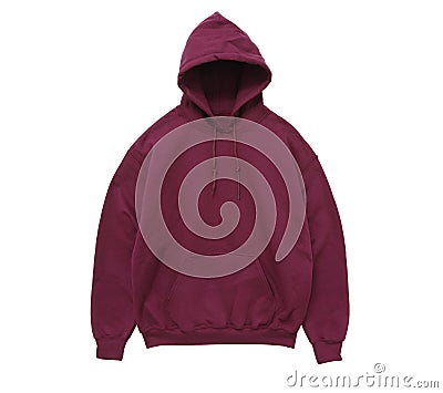 Blank hoodie sweatshirt color maroon front view Stock Photo