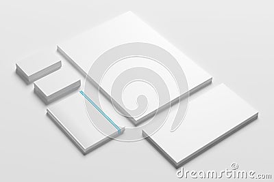 Blank identity stationery set isolated on white. Mockup concept for graphic designers presentations and portfolios. 3d render Stock Photo