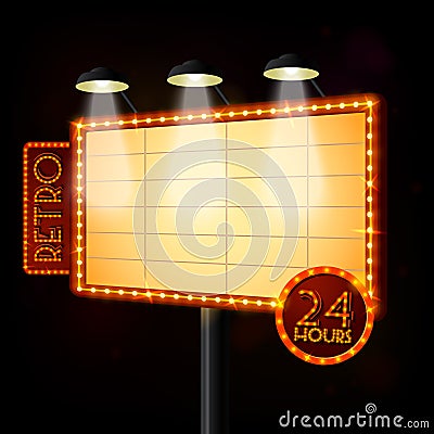 Blank illuminated billboard poster Vector Illustration