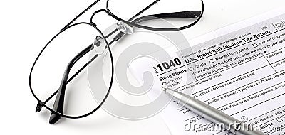 Blank income tax forms. American 1040 Individual Income Tax return form Editorial Stock Photo
