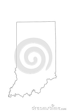 Blank Indiana vector map silhouette illustration isolated on white background. Vector Illustration