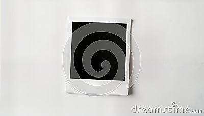 Blank instant photo frame on plain white backdrop. Simple design for photo album gallery. Modern photo frame mockup. Empty frame Stock Photo