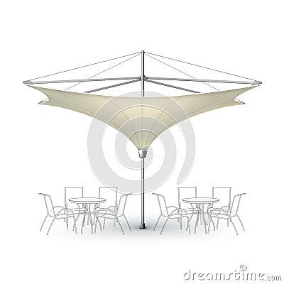 Blank Inversed Lounge Restaurant Umbrella Parasol Vector Illustration
