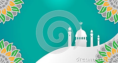 Blank Islamic theme template, with the dominance of green Vector Illustration