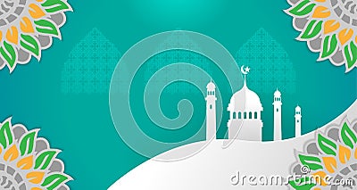 Blank Islamic theme template, with the dominance of green Vector Illustration