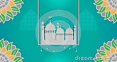 Blank Islamic theme template, with the dominance of green Vector Illustration