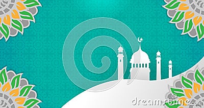 Blank Islamic theme template, with the dominance of green Vector Illustration