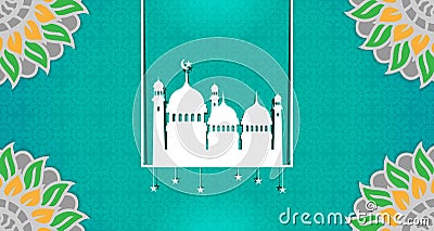 Blank Islamic theme template, with the dominance of green Vector Illustration