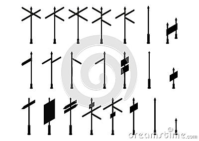 Blank isometric street signs. Vector Illustration