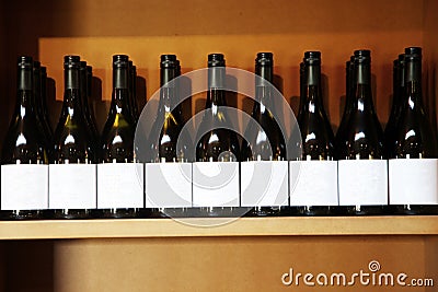 Blank label wine bottles Stock Photo