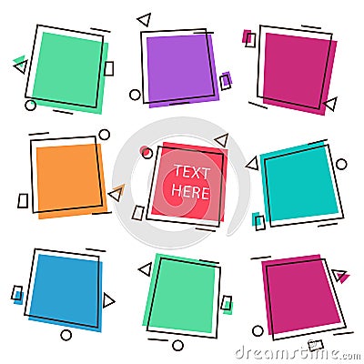 Vector illustration set of frames, labels, promo stickers and tags design. Vector Illustration