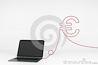 Blank laptop with euro Editorial Stock Photo