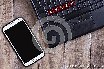 Blank laptop keyboard, learn buttons Stock Photo