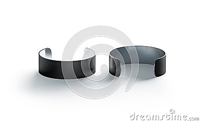 Blank large black cuff bracelet mockup, front and back side Stock Photo