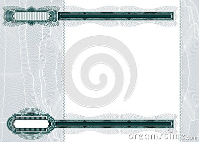 Blank layout for banknote or voucher Vector Illustration