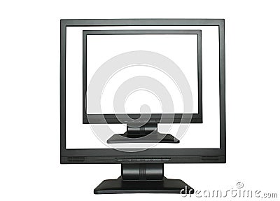 Blank LCD cloned in blank screen Stock Photo
