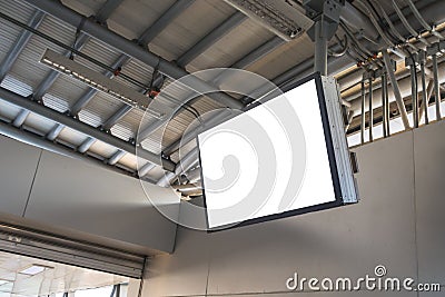 Blank LCD Screen mock up in Subway station . Stock Photo