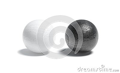 Blank leather black and white ball mockup set Stock Photo