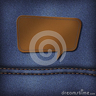 Blank leather label on a blue jeans Stock Photo