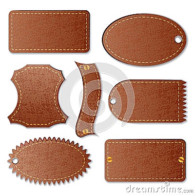 Blank Leather Textured Label Vector Illustration