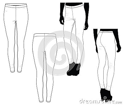 Blank leggings spandex jeans pants fashion design mock-up template Stock Photo