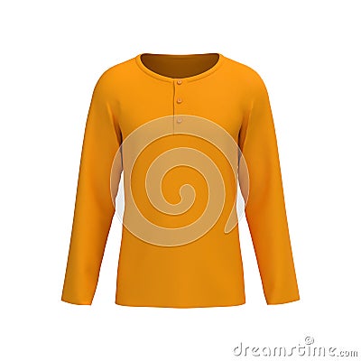 Blank long sleeve henley t-shirt mockup in front view Cartoon Illustration